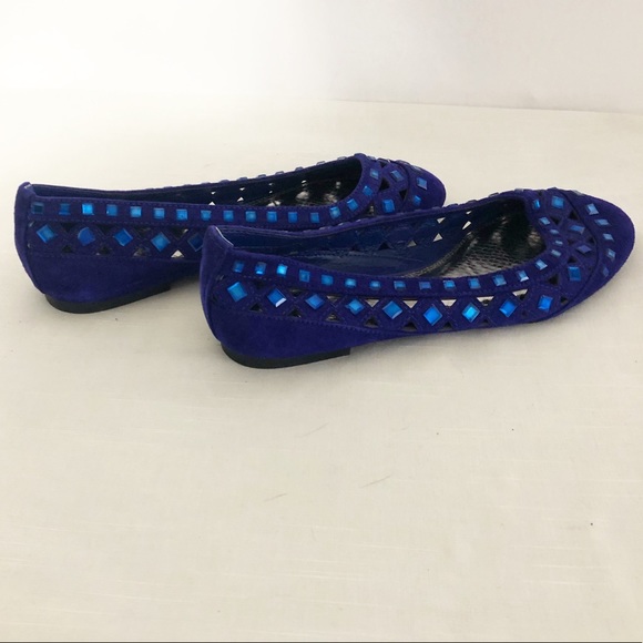 Gianini Bini blue laser cut jeweled flats - Picture 2 of 11